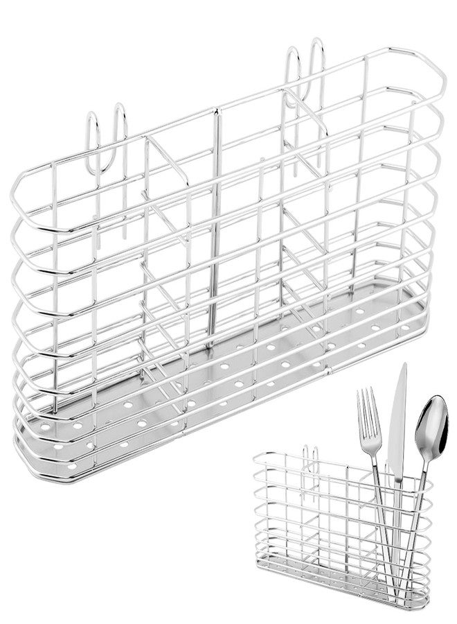 Loyanger Utensil Drying Rack, 304 Stainless Steel Utensil Organizer Holder No Drilling Kitchen Drainage Basket with 3 Divided Compartments(COLOR:Silver) - Image 1